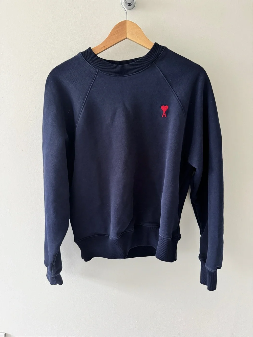 Ami Alexandre Mattiussi Navy Sweatshirt with Red Heart Logo